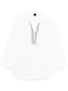 Pinko Button-up White Shirt With Intricate Embellishments