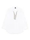 Pinko Button-up White Shirt With Intricate Embellishments In White