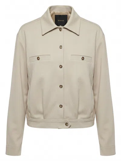 Pinko Button-fastening Shirt Jacket In Neutral