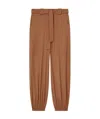 Pinko Flannel Utility Trousers With Elasticated Hem Detail In Brown