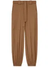 Pinko Flannel Utility Trousers With Elasticated Hem Detail In Neutrals