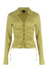 Pinko Jersey Shirt With Gathered Collar And Buttons In Green