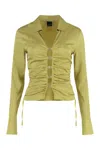 Pinko Jersey Shirt With Gathered Collar And Buttons In Green