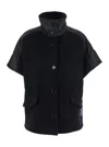 Pinko Short-sleeved Stand-up Collar Jacket In Black