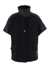 Pinko Short-sleeved Stand-up Collar Jacket In Black