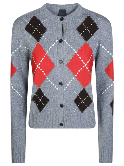 Pinko Cardiff Argyle Fitted Button-down Cardigan In Multi
