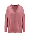 Pinko Wool And Cashmere Cardigan With Lurex Edging In Pink