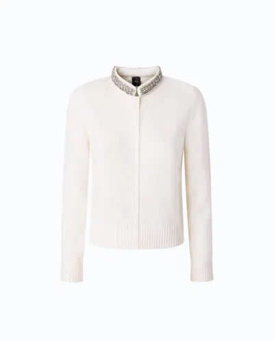 Pinko Cardigan With Jewel Collar In White