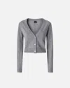 Pinko Cropped Grey Knit Sweater With Deep V-neckline In Gray