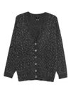 Pinko Dark Grey Knitted Cardigan With V-neckline In Gray