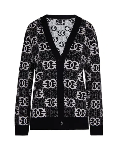 PINKO CARDIGAN LOGO JAQUARD NERO