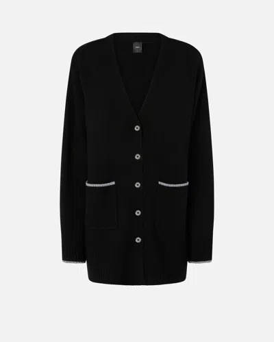 Pinko Long V-neck Cardigan In Black