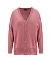 Pinko Wool And Cashmere Cardigan With Lurex Edging In Pink
