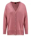 Pinko Wool And Cashmere Cardigan With Lurex Edging In Pink