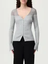 Pinko Long-sleeved Knitted Cardigan In Gray