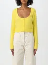 Pinko Short Soft Knit Cardigan In Gelb