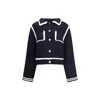 Pinko Sulcis Wool Collared Cardigan Sweater In Blue