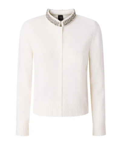 Pinko Crystal-embellished Cardigan In Neutral