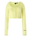Pinko Short Soft Knit Cardigan In Yellow