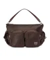 Pinko Medium Satin Camera Bag With Love Birds Logo In Brown