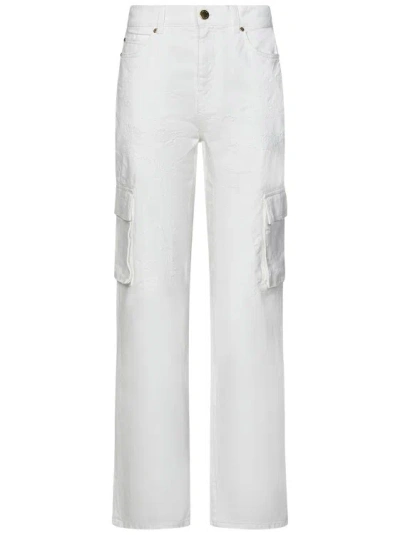 Pinko Cargo Jeans In White Cotton Denim