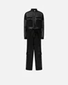 Pinko Combinaison Cargo En Crêpe Georgette Et Satin Brillant In Limo Black