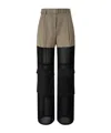 Pinko Wide-leg Cargo Trousers With Semi-sheer Georgette In Black