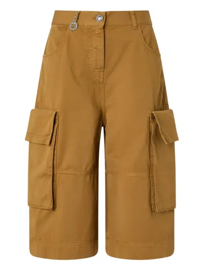Pinko Cargo-pocket Knee-length Shorts In Brown