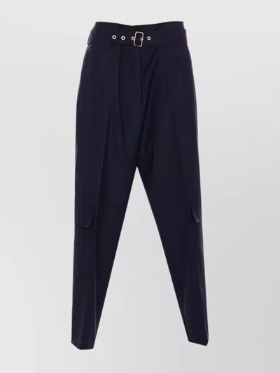 Pinko Cargo Pockets High Waist Wide Leg Trousers In Black