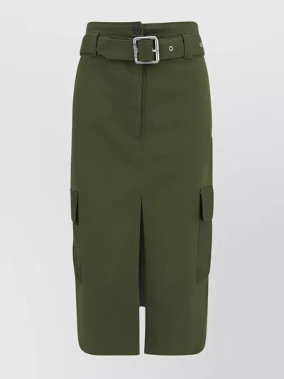 Pinko Cargo Pockets Midi Skirt Belted In Green