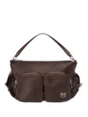 Pinko Medium Satin Camera Bag With Love Birds Logo In Brown