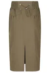 Pinko Cargo-style Midi Skirt With Drawstring Waist In Brown