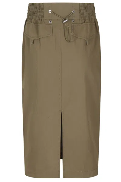 Pinko Cargo-style Midi Skirt With Drawstring Waist In Brown