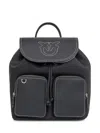 Pinko Textured Black Backpack In Black