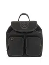 Pinko Textured Black Backpack In Black