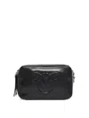 Pinko Smooth Black Leather Shoulder Bag In Black