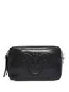 Pinko Smooth Black Leather Shoulder Bag In Black