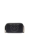 Pinko Borsa A Tracolla Nera Carrie Con Logo Love Birds In Rilievo In Negro