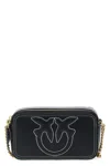 Pinko Borsa A Tracolla Nera Carrie Con Logo Love Birds In Rilievo