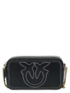 Pinko Borsa A Tracolla Nera Carrie Con Logo Love Birds In Rilievo In 黑色的