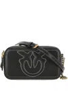 Pinko Borsa A Tracolla Nera Carrie Con Logo Love Birds In Rilievo In Black