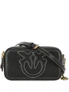 Pinko Borsa A Tracolla Nera Carrie Con Logo Love Birds In Rilievo In Black