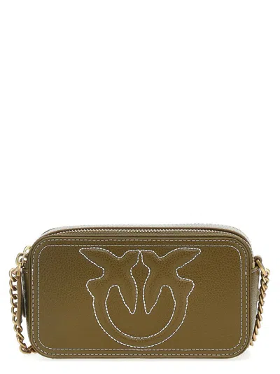 Pinko Carrie Camera Case Crossbody Bags In Green