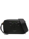 Pinko Carrie Embossed-logo Calf-leather Cross-body Bag In Black