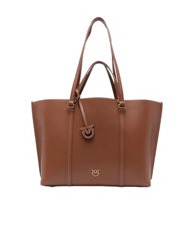Pinko Carrie Large Shopper Bag In Brown