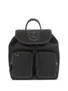 Pinko Textured Black Backpack In 黑色