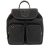 Pinko Textured Black Backpack In Black