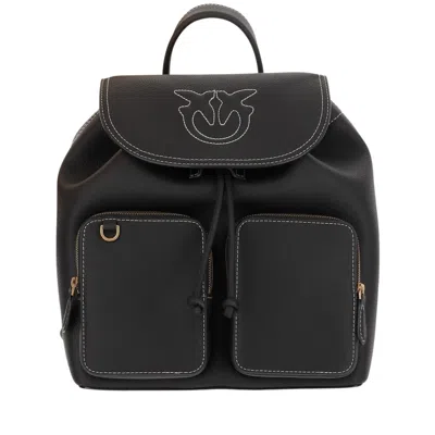 Pinko Carrie Leather Backpack In Black