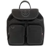 Pinko Textured Black Backpack In Black