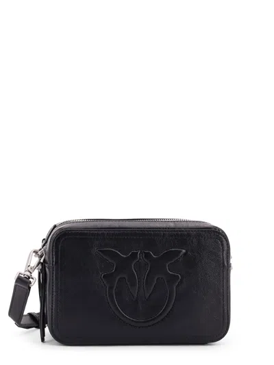 Pinko Carrie Leather Shoulder Bag In Black